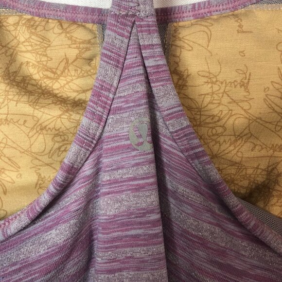Lululemon Power Y Muted Mauve Stripes Galore Athletic Tank Top 6 - Picture 6 of 9